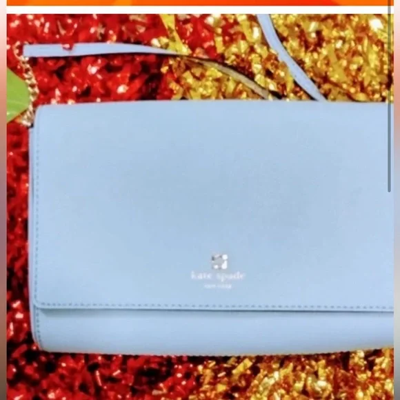 Kate Spade Charlotte Street Alek arctic sky blue Leather Crossbody Bag Purse - Picture 2 of 3